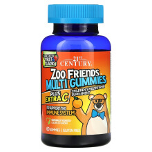 21st Century, Zoo Vrienden Multi Gummies, Plus Extra C, Heerlijke Fruit, 60 Gummies