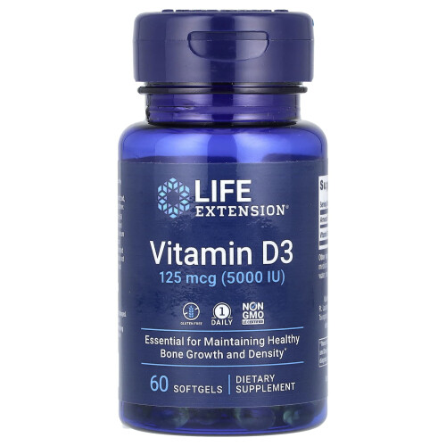 Life Extension, Vitamina D3, 125 mcg (5.000 IU), 60 Softgels