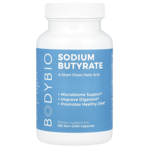 BodyBio, Sodium Butyraat, 100 Non-GMO Capsules