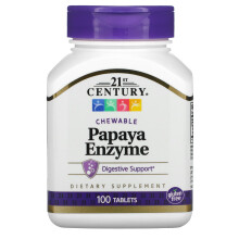 21st Century, Chokladpapaya Enzym, 100 Tabletter