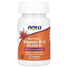NOW Foods, Vitamin D-3, Max Potencia, 50 000 IU, 12 Puhatest