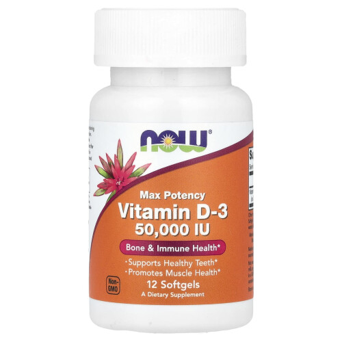 NOW Foods Vitamin D-3 Max Potency 50.000 IU 12 Softgels