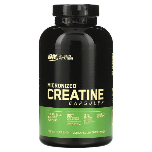 Optimum Nutrition Опτιμαλ Νουτριτσν, Μικροποιημένο Κρεατίνη Φιάλες, 2.5 g, 200 Φιάλες (1.25 g ανά Φιάλα )