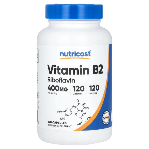 Nutricost, Witamina B2, 400 mg, 120 kapsułek