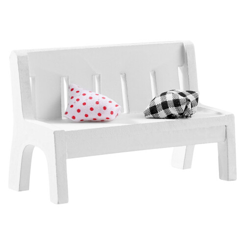 Mini banco de jardim de madeira com duas cadeiras e almofada - Decoração para casa 1