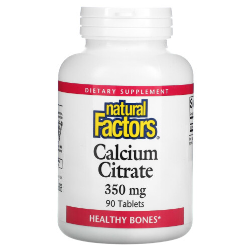 Natural Factors, Kalsium Sitraatti, 350 mg, 90 tabletti