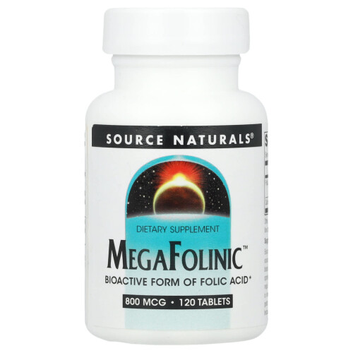 Source Naturals, MegaFolinic, 800 mcg, 120 Comprimidos