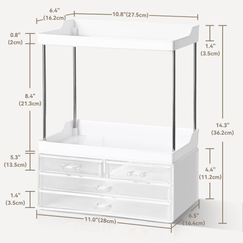 Organizzatore per trucchi a 5 livelli e 4 cassetti 2