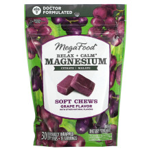 MegaFood, Entspannung + Beruhigung Magnesium Weichkugeln, Grape, 30 individuell verpackte Weichkugeln