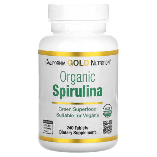 California Gold Nutrition, Οργανική Σπυρολάκη, 500 mg, 240 Φιάλιες