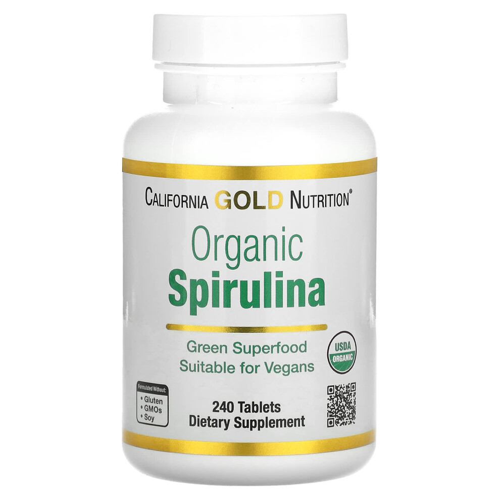 California Gold Nutrition Gold California Nutrition, Organic Spirulina, 500 Mg, 240 Tablets