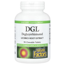 Natural Factors, DGL, Deglycyrrhizinated Licorice Gyökérfűrész, 90 Chewing Tabletta