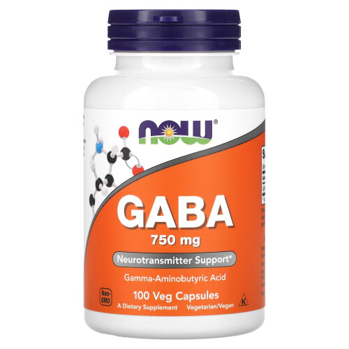 NOW Foods NOW Foods, GABA, 750 mg, 100 Cápsulas Veg