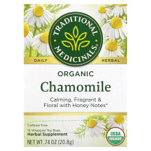 Traditional Medicinals, Tradicionális Orvosságok, Ökólogikus Kamilla, Koffeinmentes, 16 Csomagolt Teaszemek, 0,74 oz (20,8 g)