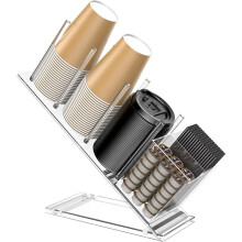 Acrylic Cup and Lid Holder with Straw Organizer, Adjustable Coffee Cup Holder Organizer, for Paper & Plastic Cups