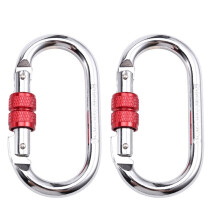 2PCS Heavy Duty Climbing Carabiner,Rated 25kN,Screw Locking Carabiner Clip,Oval Shape Carabiner for Rappelling, Hammocks