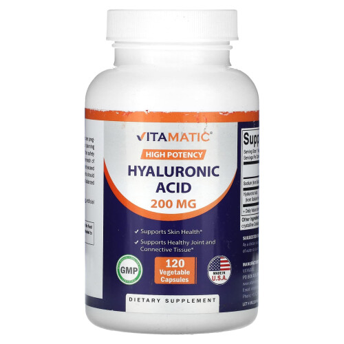 Vitamatic, Υψηλής Πυκνότητας, Υαλουρονικό Οξύ, 200 mg, 120 Βοτανογενή Φιάλες