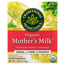 Traditional Medicinals, Økologisk Moderens Mælk, Original med Fennel & Fenugreek, Koffeinfri, 32 Pakket Tæpper, 1.98 oz (56 g)