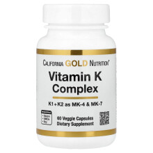 California Gold Nutrition, Vitamina K Completa, 60 Cápsulas Vegetais