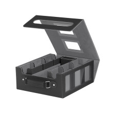 Trading Card Storage Box with Window Magnetic Deck Box with Handle,Deck Case for Game Sports Card Black+Gray