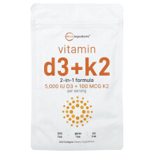 Micro Ingredients, Vitamin D3 + K2, 300 Puhatest
