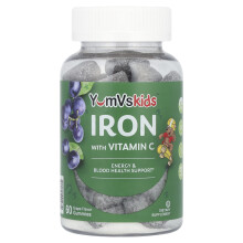YumV's, Ferro com Vitamina C Gomas, Uva, 60 Gomas