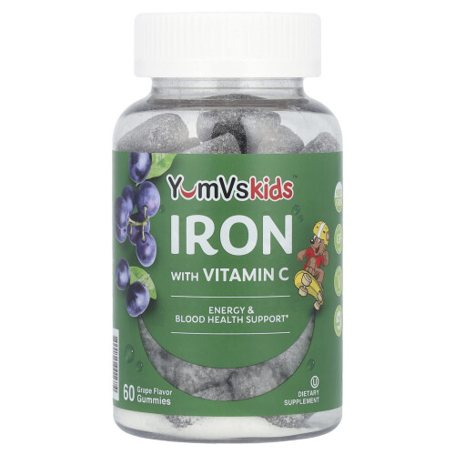 YumV's, Rauta Vitamiini C Gummies, Grape, 60 Gummies