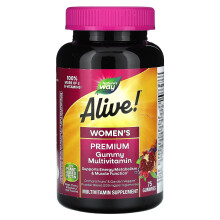 Nature's Way, Alive! Kvinnors Premium Gummivitamin, Grape, Cherry & Blueberry Acai, 75 Gummies