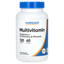 Nutricost, Multivitamin, Probiotika + 22 vitaminer & mineraler, 120 kapslar
