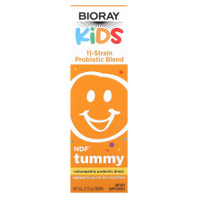 Bioray, Copii, NDF Tummy, 11-Strain Probiotic Blend, Raspberry, 2 fl oz (60 ml)