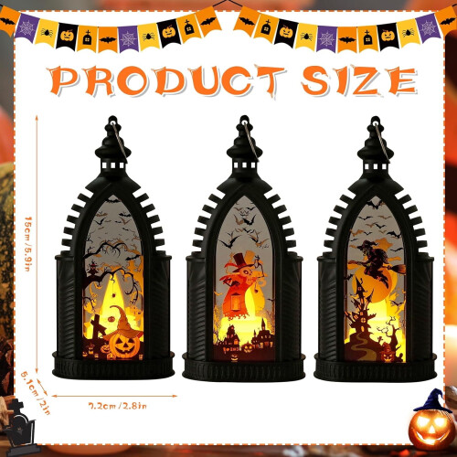 Σετ Φαναριών LED με Κολοκύθα για Halloween (3 τεμάχια) – Γοτθικό Σχέδιο 2