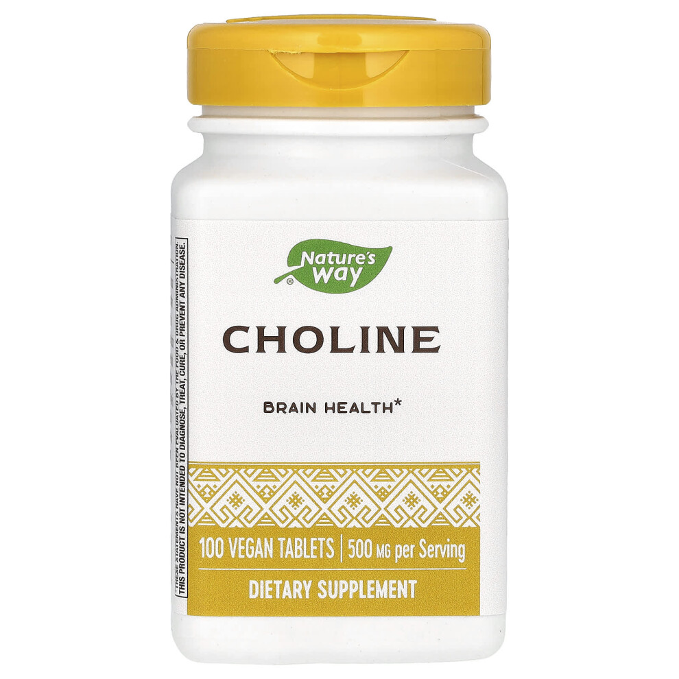 Фото - Вітаміни й мінерали Natures Way Nature's Way, Cholina, 500 mg, 100 wegetariańskie tabletki