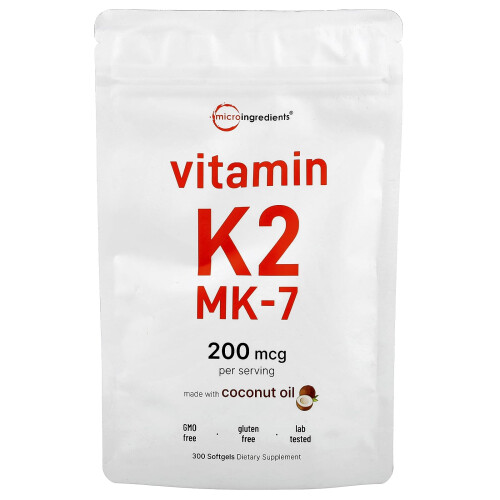 Micro Ingredients, Βιταμίνη K2, MK-7, 200 mcg, 300 Μυαγδέλες
