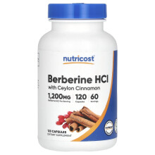 Nutricost, Berberin HCl Mit Zeylon Zimt, 1.200 mg, 120 Kapseln (600 mg pro Kapsel)