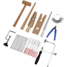 Jewelers Making Tools Set with Jeweler'S Saw,Bench Pin,Ring Sizer Measuring Tools, Hammer Stick for Jeweler Molds Making