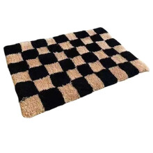Modern Simple Checkerboard Flocking Household Thickened Square Carpet Toilet Bathroom Door Absorbent Dirty Non-Slip C