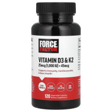 Force Factor, Vitamin D3 & K2, 120 Vegyes Kapszula