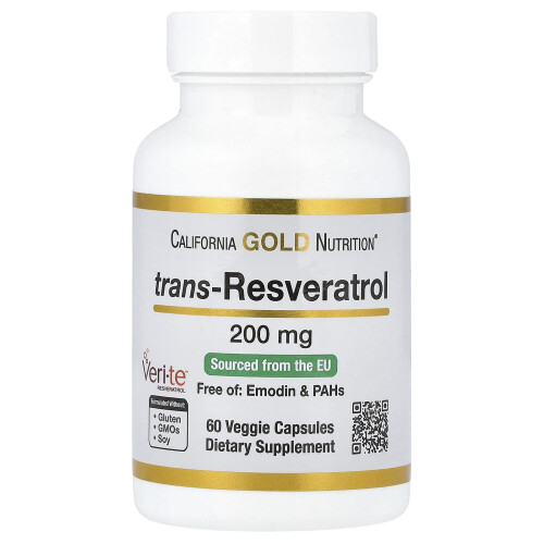 California Gold Nutrition, trans-Ρεζβεράτρωλο, 200 mg, 60 Βιολογικά Φύλλα