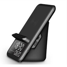 Kabellose Ladestation mit -Lautsprecher und Wecker, Kabelloses Ladegerät für IPhones und für Android-Smartphones