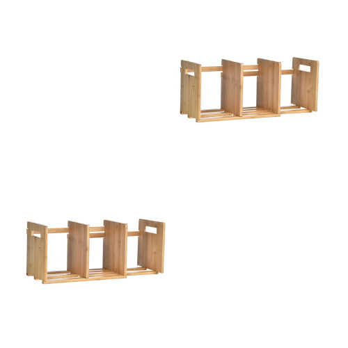 2Pièces Support Livres Bambou , Ajustable, Rangement 2