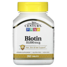 21st Century, Biotyna, 10 000 mcg, 360 Tabletek