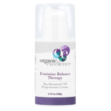 Organic Excellence, Terapia de Equilíbrio Feminino, Creme de Progesterona Bio-Identificada USP, 3,3 fl oz (100 g)