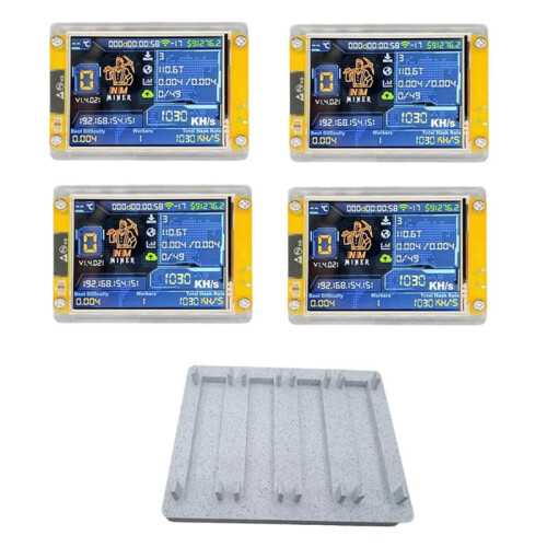Minerador NerdMiner NMMiner 4X 1030KH/S + Suporte para 4 Slots com Tela Inteligente de 2,8 Polegadas Atualizada para Bitcoin, Criptomoedas e Loteria 1