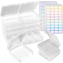 7PCS Plastic Storage Containers with 312 Colored Stickers, Clear Small Organizer Box for Collecting Small Items, Beads
