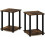 Side Table Set of 2 Amber Pine 2-Tier 5