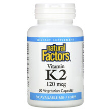Natural Factors, Vitamine K2, 120 mcg, 60 Vegetarische Capsules