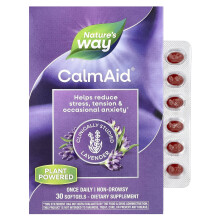 Nature's Way, CalmAid, Klinisk Studeret Lavendel, 30 Bløde Gelkapsler