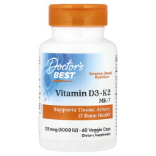 Doctor's Best, Witamina D3 + K2, MK-7, 60 Veggie Caps