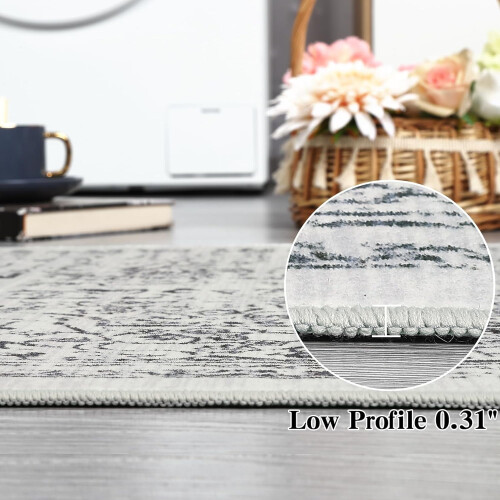 Χαλί Runner Vintage Floral Αντιολισθητικό 2x6ft Γκρι 2