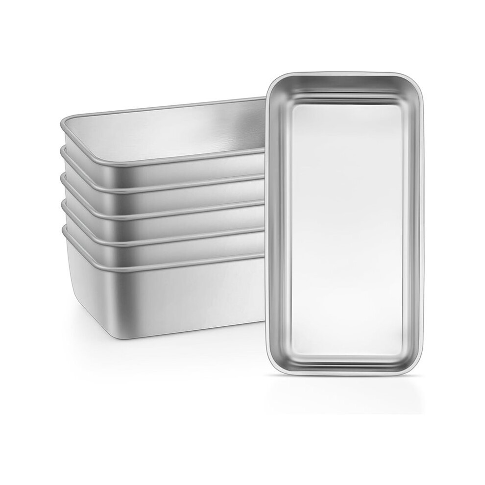 Loaf Bread Pan Set of 6, Stainless Steel Loaf Pan, Metal Rectangle Bakeware for Baking Homemade Bread Cake